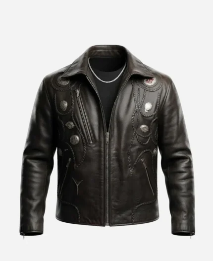 Toronto Concert Drake Embroidered Black Leather Jacket