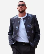 Travis Kelce LV 2026 Rocks Embellished Collarless Jacket