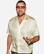 Travis Kelce NYC Striped Cream Silk Shirt