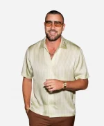 Travis Kelce New York City Stripes Cream Silk Shirt