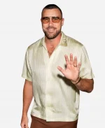 Travis Kelce New York City 2026 Stripes Cream Silk Shirt