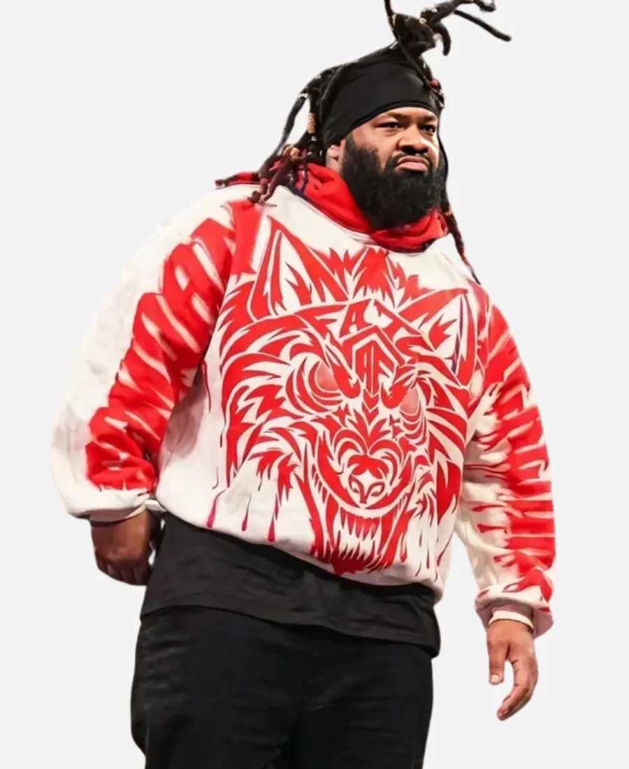 WWE Monday Night 2026 Jacob Fatu Wolf Graphic White Hoodie WWE Monday Night Jacob Fatu Graphic Hoodie