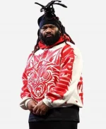 WWE Monday Night Jacob Fatu Wolf Graphic White Hoodie