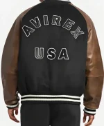 AVIREX Naval 2026 Wool Leather Black & Brown Varsity Jacket