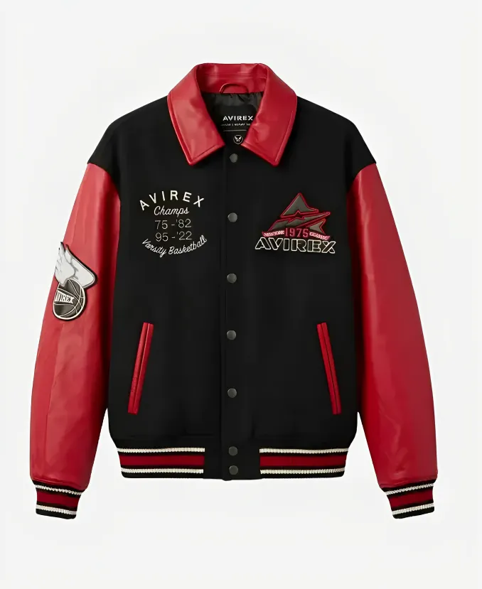 AVIREX Team Eagle 2026 Wool Leather Red & Black Varsity Jacket AVIREX Team Eagle 2026 Wool Leather Varsity Jacket