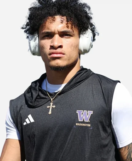 Adidas Demond Williams Jr. Washington Huskies 2026 Sideline Sleeveless Hoodie