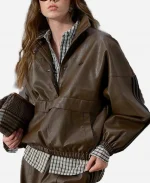 Unisex Adidas x ASOS Overhead Brown Leather Jacket