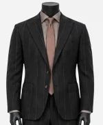 Animals Premiere Matt Damon Black Pinstripe Blazer