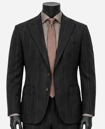 Animals Premiere Matt Damon Black Pinstripe Blazer