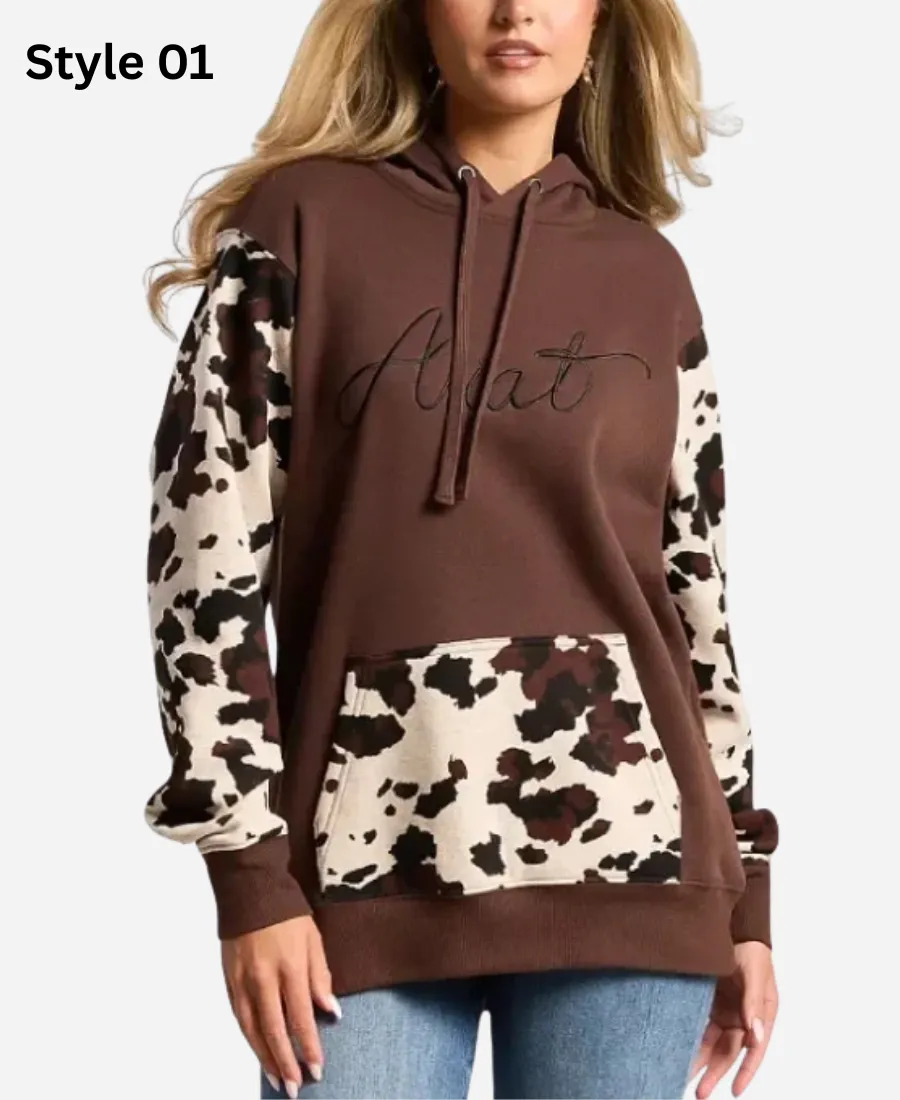 Ariat Cow Print Hooded Sweatshirt Ariat Cow Printed Hooded Sweatshirt