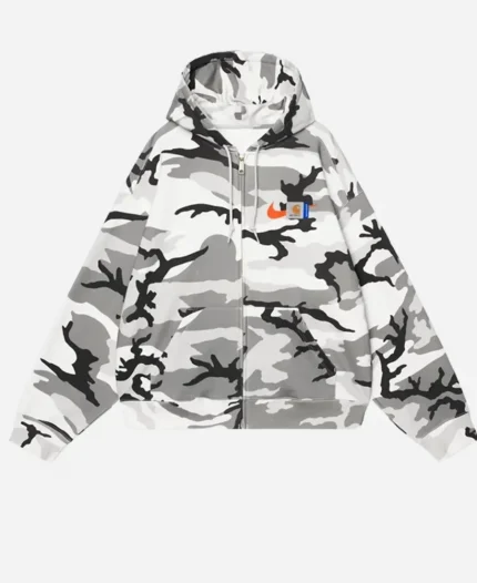 Unisex Carhartt WIP x Nike x Surplus Full Zipper Grey Camo Hooded Jacket