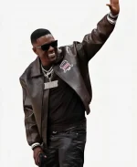 Boosie Badazz Chicago Bulls vs Atlanta Hawks Brown Leather Jacket