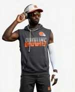 Cleveland Browns Preseason Shedeur Sanders Brown Sleeveless Hoodie