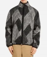 Diamond Pattern Wool Blend Grey jacket