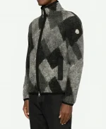 Diamond Pattern Wool Blend Zip-Up Cardigan Grey jacket