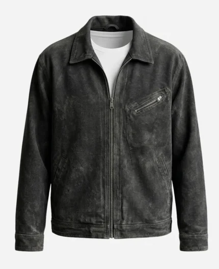 Ice Cream London 2026 Rami Malek Black Suede Leather Jacket