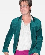 James Blake Paris 2026 Concert Brad Pitt Teal Green Suede Leather Jacket
