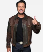 The Tonight Show Starring Jimmy Fallon 2026 Luke Bryan Brown Leather Jacket