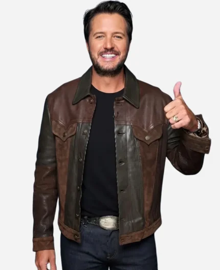 The Tonight Show Starring Jimmy Fallon 2026 Luke Bryan Brown Leather Jacket