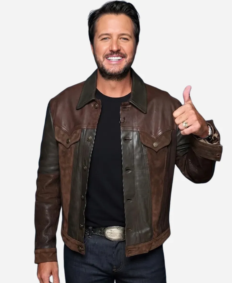 Jimmy Fallon Show Luke Bryan Leather Jacket The Tonight Show Starring Jimmy Fallon 2026 Luke Bryan Brown Leather Jacket