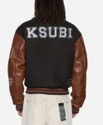Unisex Ksubi Patched 2026 Black & Brown Wool Varsity Jacket