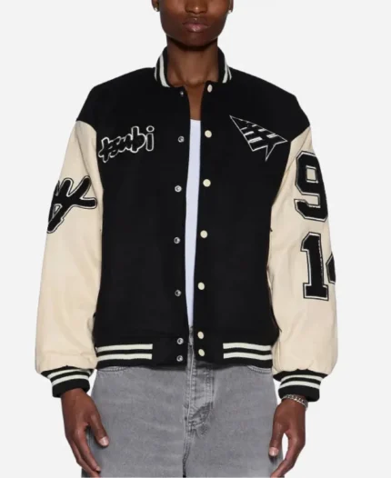 Unisex Ksubi x Planes 2026 Black & Cream Varsity Jacket 