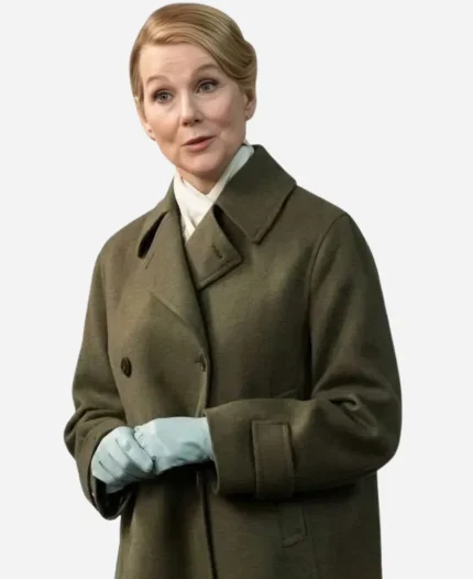 Laura Linney Tv Series Lanterns S01 Lianna Olive Green Wool Pea Coat 