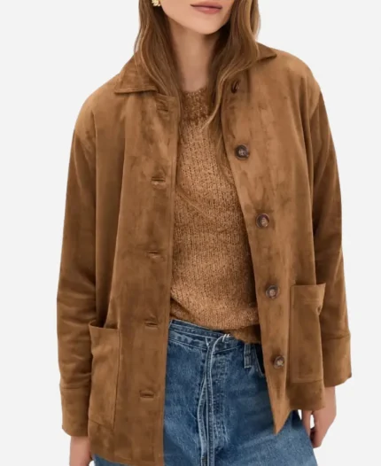 Ellyn Jameson Tv Series Marshals S02 Dolly Weaver Brown Suede Leather Jacket