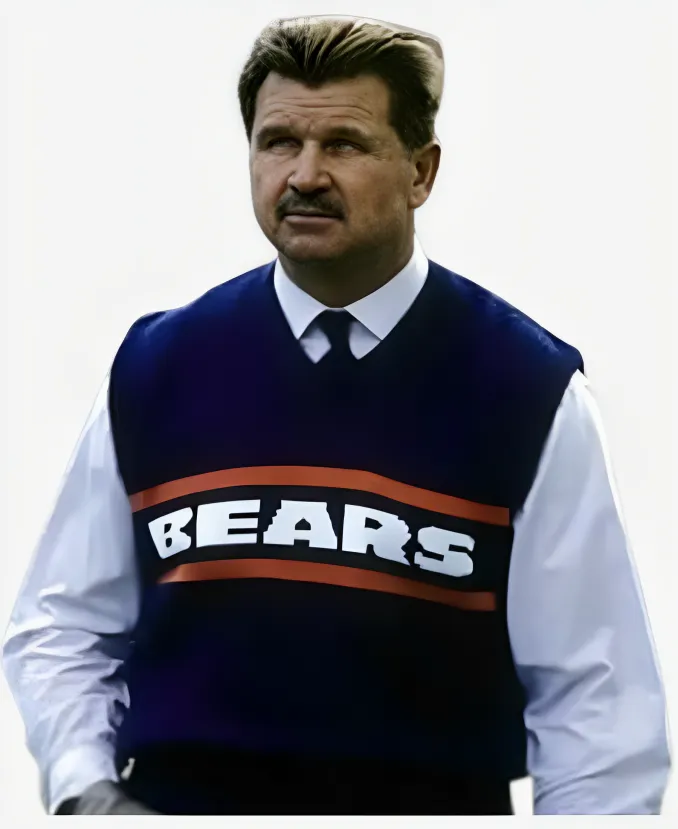 Mike Ditka Coach Chicago Bears Sweater Vest Mike Ditka Chicago Bears Navy Blue Vest