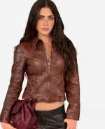 Miu Miu PFW Jade Picon Leather Jacket
