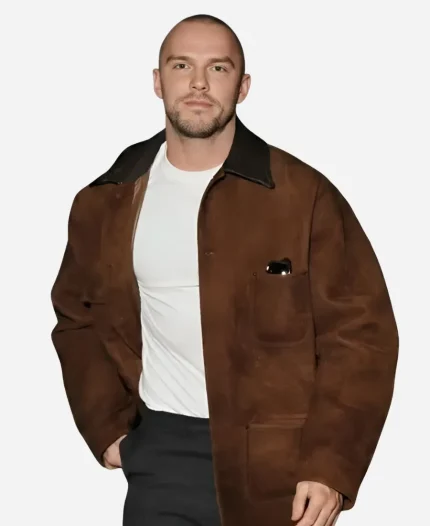 NYC Nicholas Hoult Suede Leather Jacket