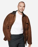 New York City 2026 Nicholas Hoult Brown Suede Leather Jacket