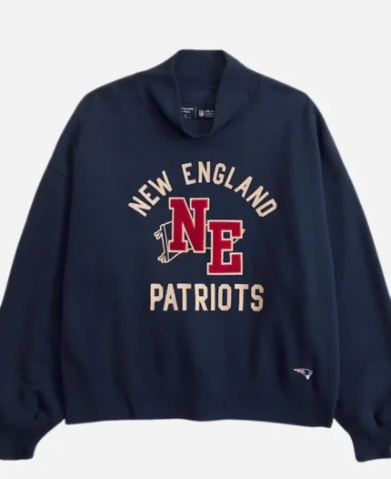 New England Patriots 2026 Navy Sunday Oversized Mock Neck Sweatshirt