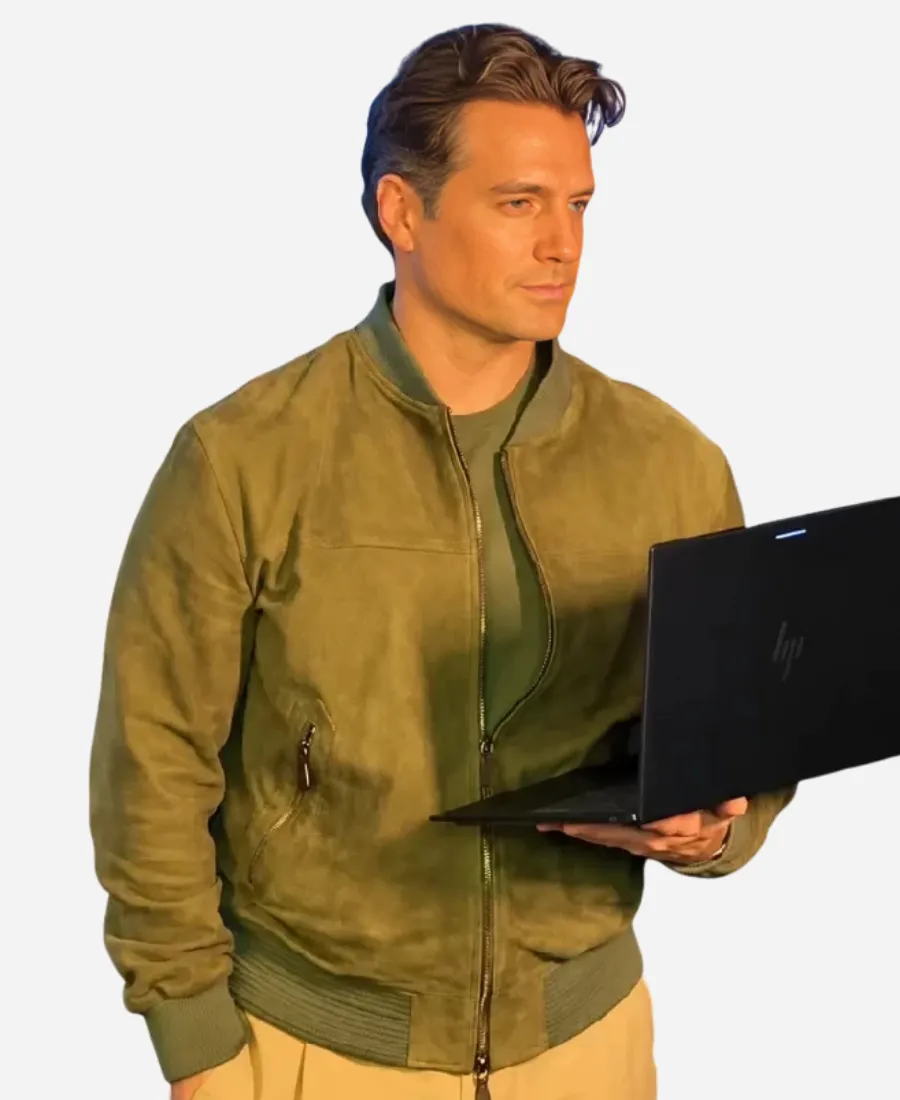 New York City 2026 Henry Cavill Googlebook Launch Laptop Suede Bomber Jacket New York City Henry Cavill Googlebook Launch Laptop Suede Bomber Jacket