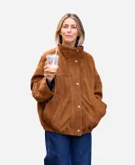 New York City 2026 Julianne Hough Brown Suede Leather Jacket