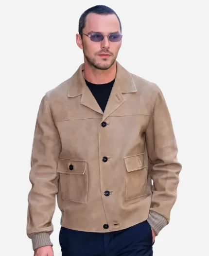 New York City Nicholas Hoult Beige Suede Leather Jacket