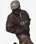 New York Fashion Week Brown Leather Jacket