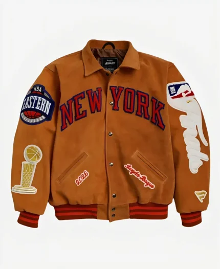 New York Knicks Fanatics NBA Finals Champions 2026 Suede Jacket