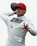 Nike Tampa Bay Buccaneers 2026 Baker Mayfield Sideline White Hooded T-Shirt