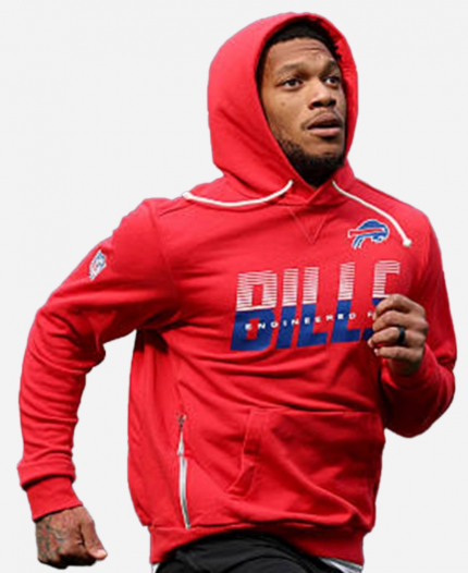 Nike DJ Moore Nike Buffalo Bills 2026 Sideline Pullover Red Hoodie