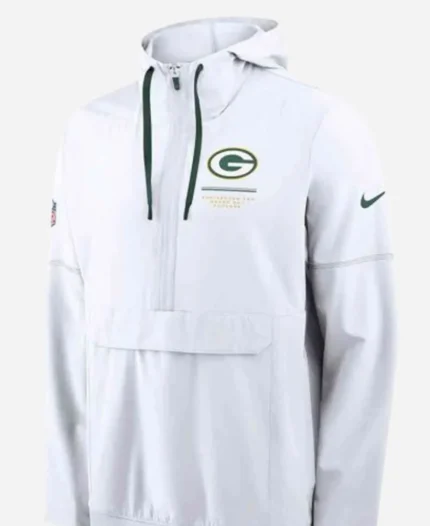 Nike Green Bay Packers 2026 Matt LaFleur Sideline Anorak Half-Zip Hooded Jacket