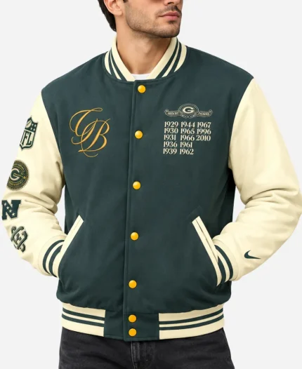 Nike Green Bay Packers Rivalries Green Full-Snap Varsity Jacket
