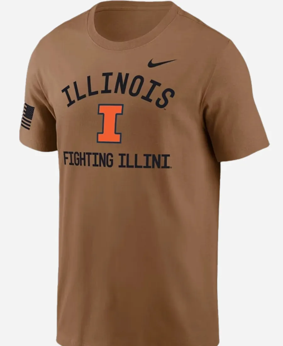 Nike Illinois Fighting Illini 2026 Appreciation Brown T-Shirt Nike Illinois Fighting Illini 2026 Military Appreciation Brown T-Shirt