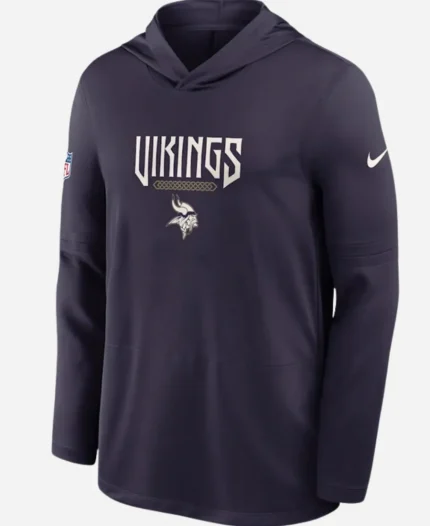 Nike Minnesota Vikings Rivalries 2026 Sideline Dri-FIT Purple Long-Sleeve Hooded T-Shirt
