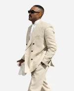 Philadelphia Eagles 2026 Quarterback Jalen Hurts Cream Double-Breasted Suit