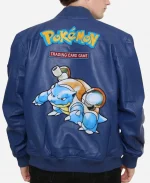 Pokemon Armored Water Turtle 2026 Blue Leather Bomber Jacket
