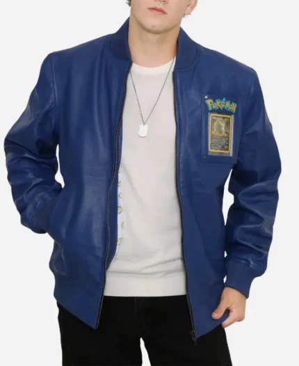 Pokemon Armored Water Turtle Leather Bomber Jacket