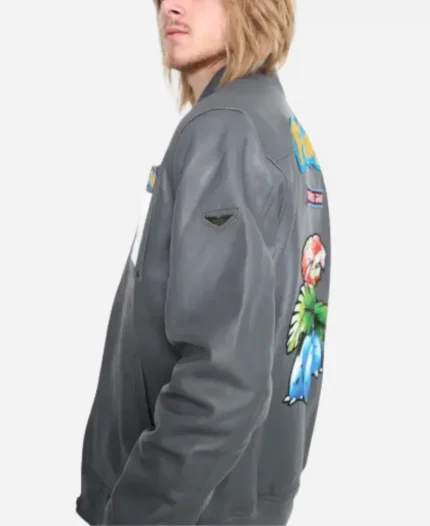 Pokemon Venusaur Tropical Bloom Toad Grey Leather Jacket