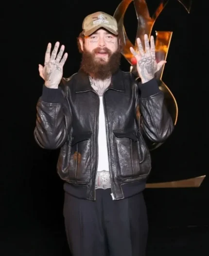 Post Malone Paris Fashion Week 2026 Leather Jacket
