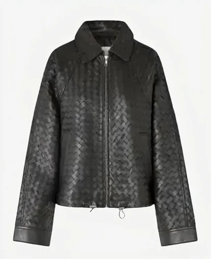 Sophia Geiss Woven Texture Leather Jacket